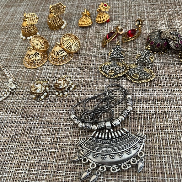 Lots of ethnic earring lot jhumka gold silver anklet - Picture 5 of 5
